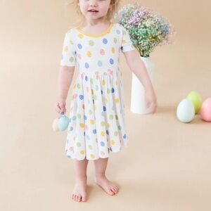 Kyte Baby Short Sleeve Twirl Dress - Spring Egg Easter